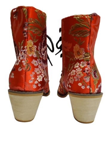 Botines de abuela con cordones de inspiración asiática 39 8 tapiz bordado floral rojo - Imagen 8 de 8
