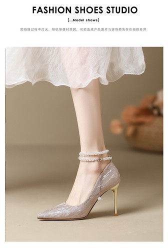 Bridal Wedding Shoes Women's Party Dress Buckle High Crystal Silver High Heels - Picture 20 of 30