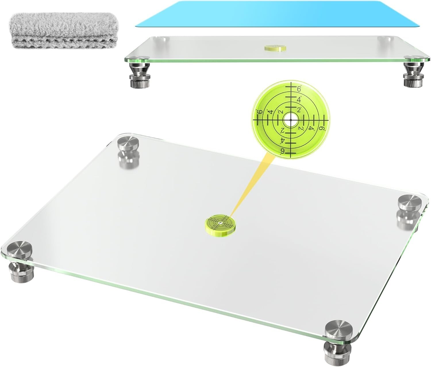 Multipurpose 16''x12'' Resin Leveling Table with Non-Slip Pad & Cleaning Cloth