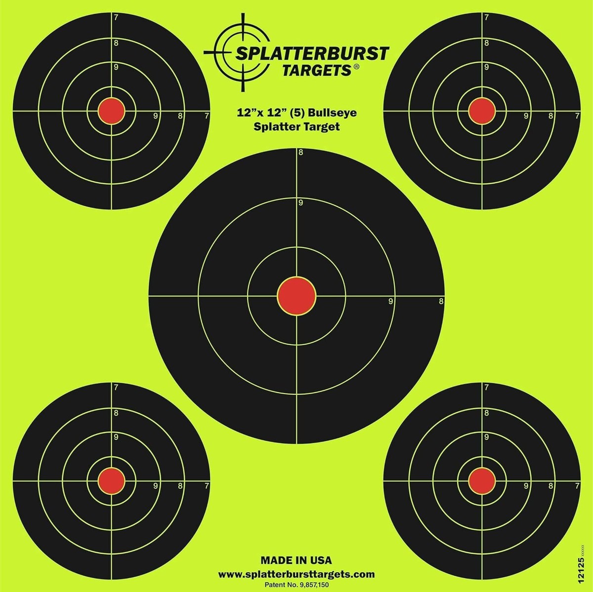 Splatterburst Targets - 12 x12 inch Bullseye Reactive Shooting