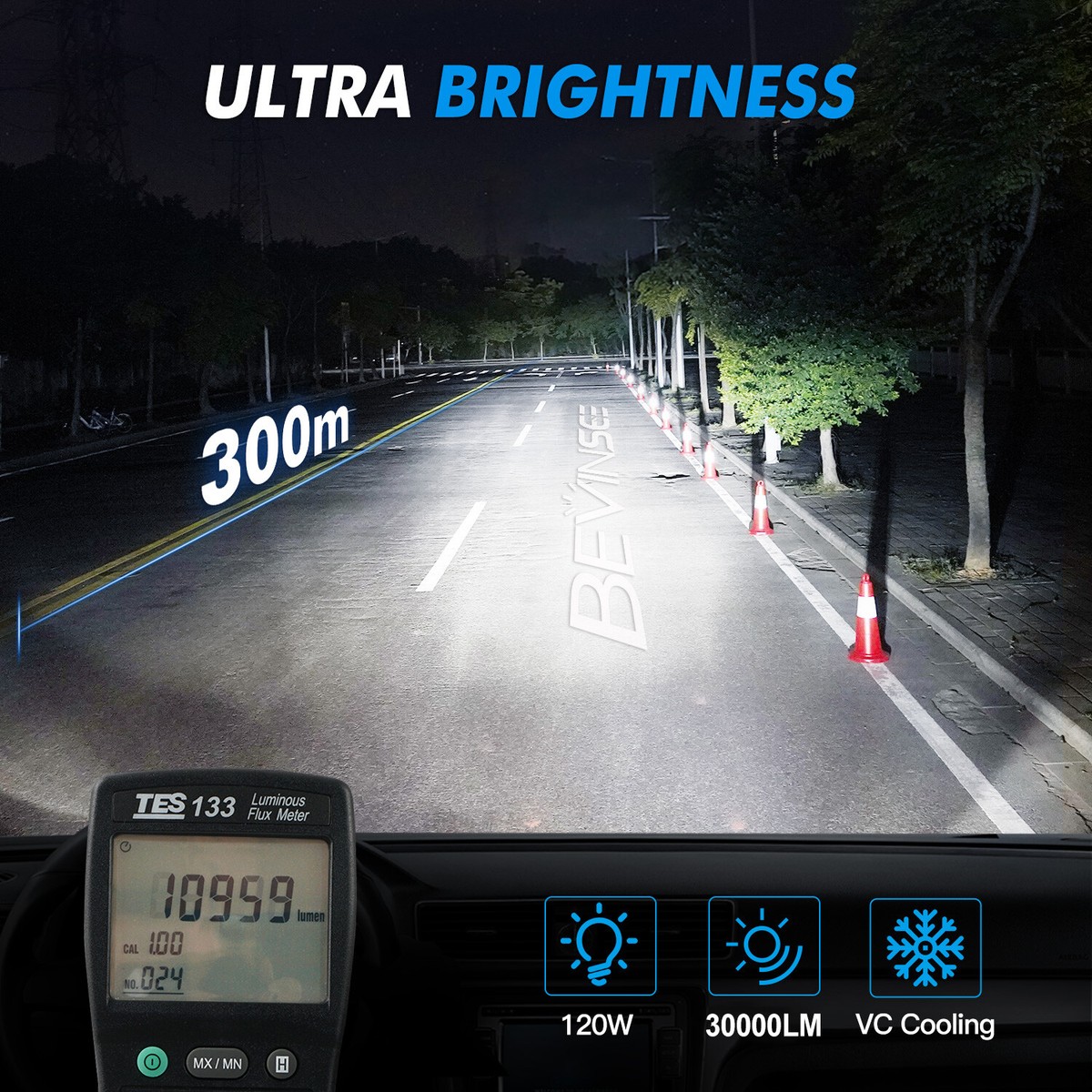 BEVINSEE V45 H1 H4 H7 H8 H11 9005 9006 LED Headlight Bulbs High