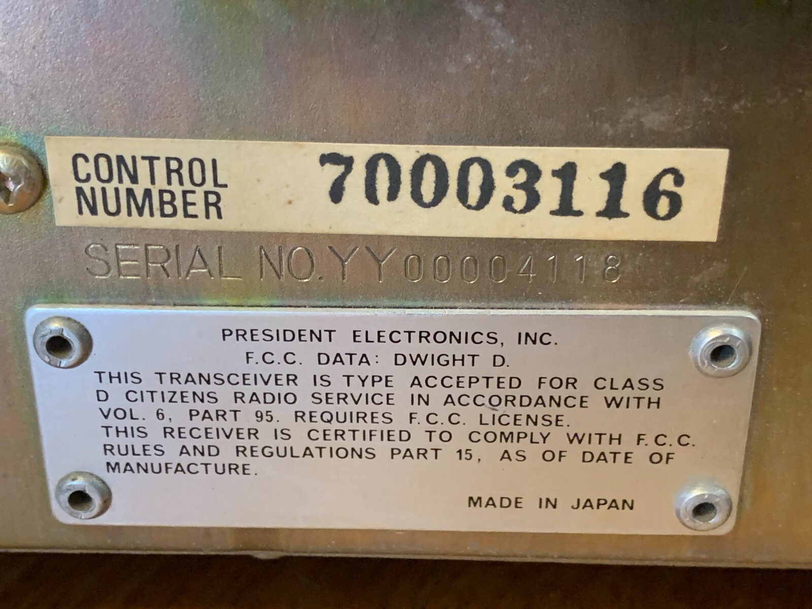 President Dwight D CB Radio AM Base Station 40 Channel w/ Stock Mic