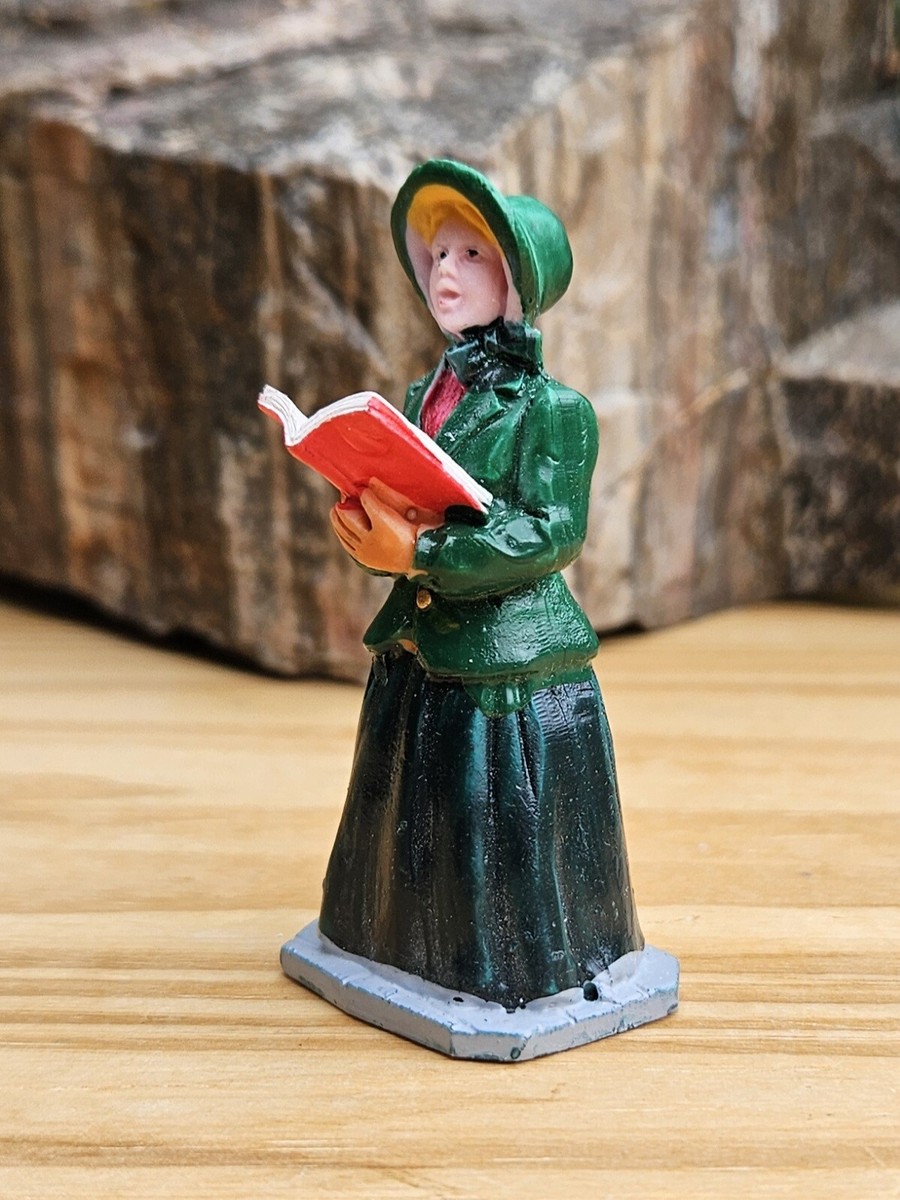 green dress with red accessories Lemax Figurine Women Harmony Carolers Christmas Village styleattribute-birthday dresses