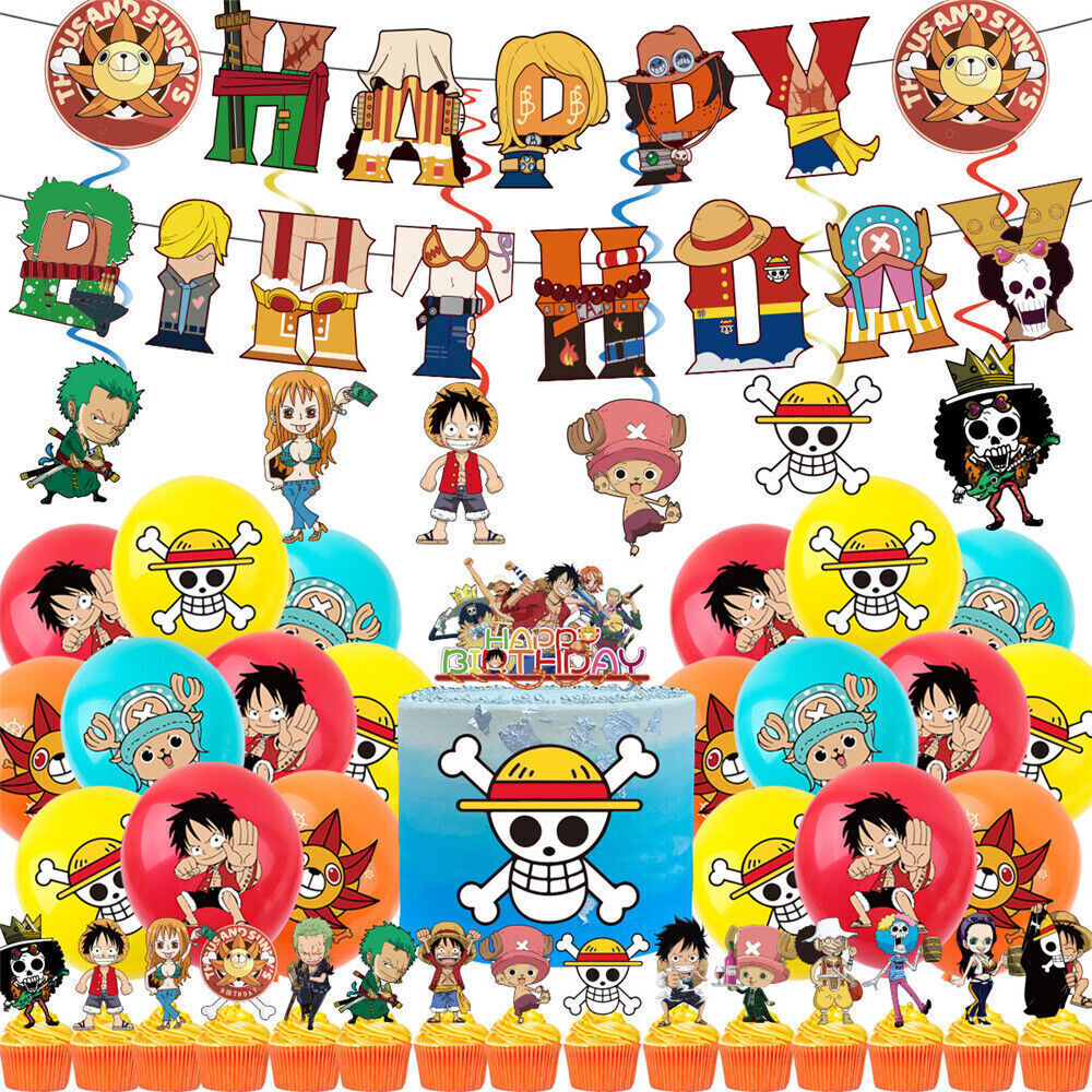 One Piece Party Supplies Birthday Decoration Balloons Cake Topper Banner Set AU
