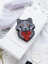 DIY Jewelry making kit "Little raccoon", Seed beaded brooch, Bead Embroidery Kit