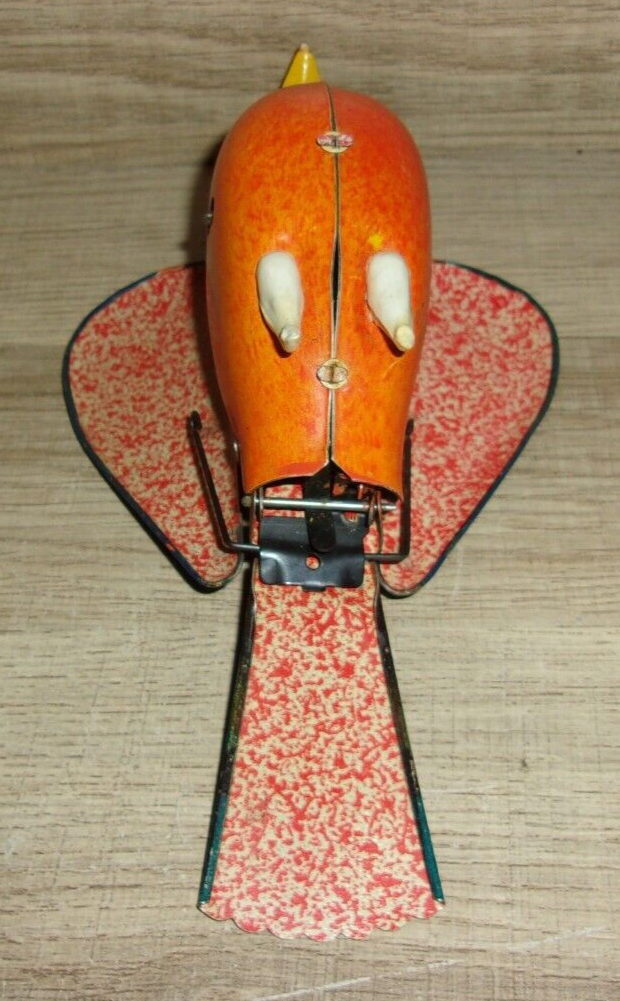 Ancien jouet oiseau tôle multicolore mécanique singing bird Russia St
