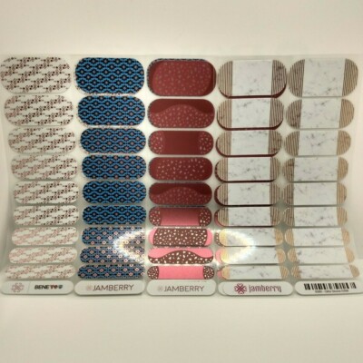Jamberry Nail Wraps Full Sheets - Metallic Geometry Lot of 4