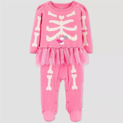 Baby Girls Halloween Skeleton Tutu Sleep & Play Footie Sleeper Size NB 3 mo NWT