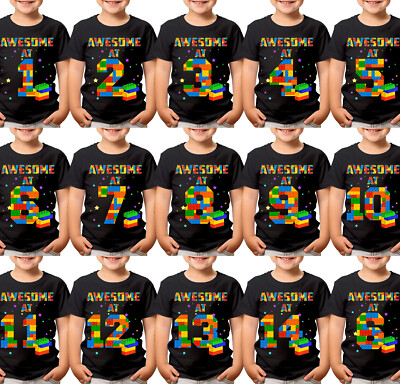 T-Shirt Awesome at Building Blocks personalisierte Steine Thema Party Geschenk Kinder