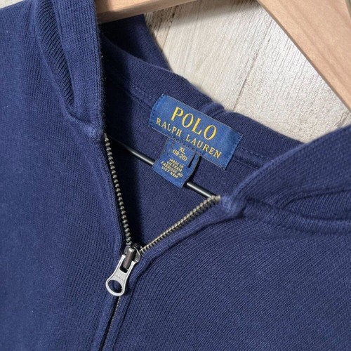 Polo Ralph Lauren Navy Blue Red Striped Knit Zip Hoodie Kids XL 18/20 - Picture 3 of 5