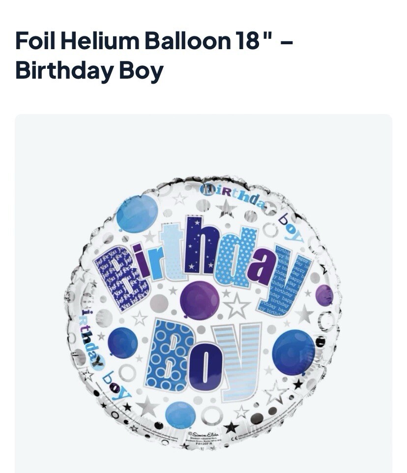 Foil Balloon Birthday Boy Round Sparkly balloon by Simon Elvin 18 Inch.