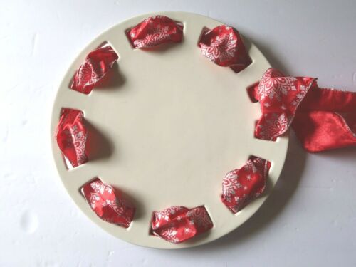 Off White Pierced Cake Plate Platter Ribbon Weave Detail 8-12.5" - Picture 3 of 5