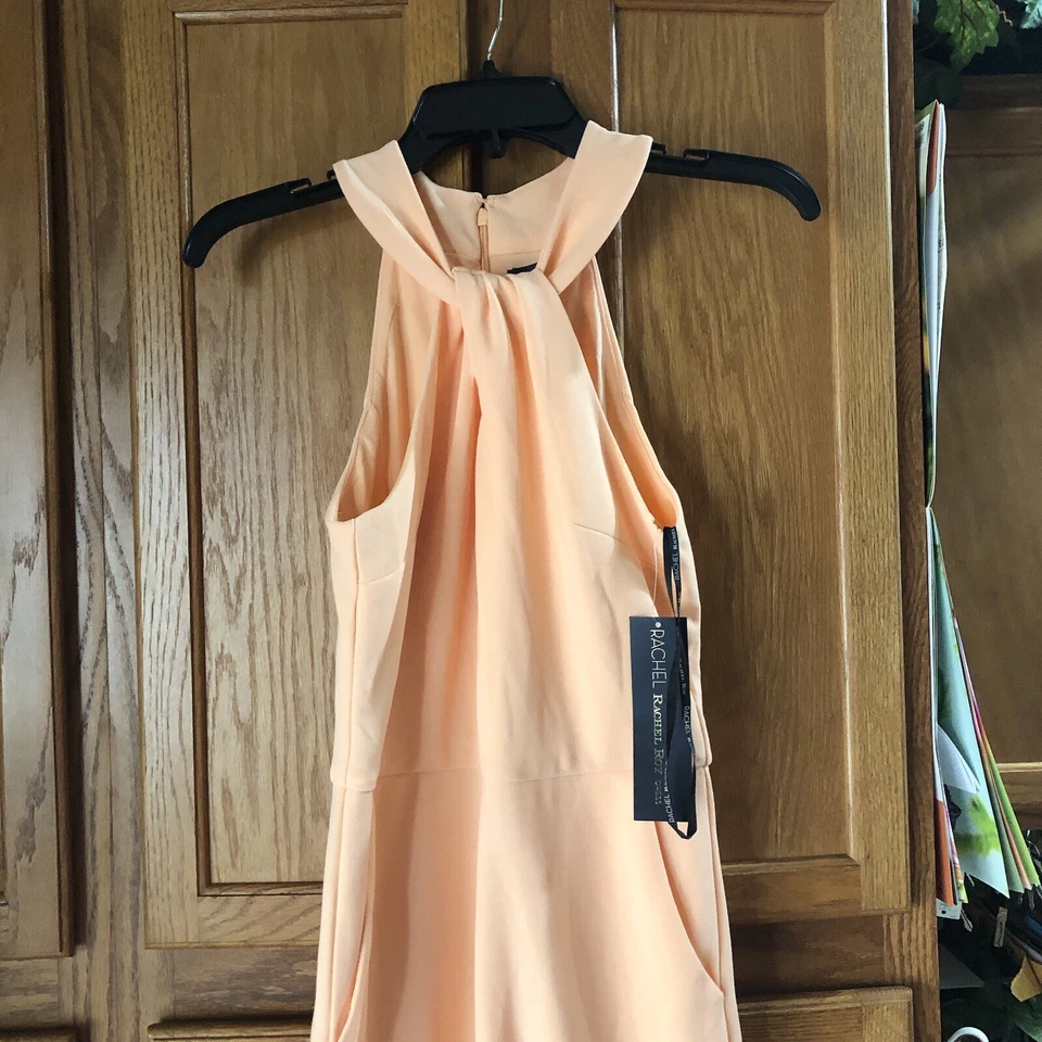 Mono RACHEL Rachel Roy Chic Torcido Frontal Halter Crepé Pierna Ancha Para Mujer’s Pequeño Foto 4 de 4