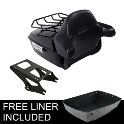 King Pack Trunk Backrest & Mount Rack Fit For Harley Tour Pak Road Glide 14-Up