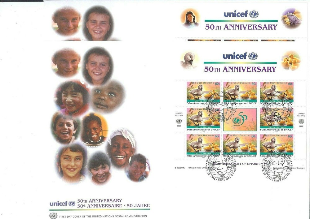 1996 UNICEF 50th Anniversary Sheets Large FDC - New York Office - Mint Condition