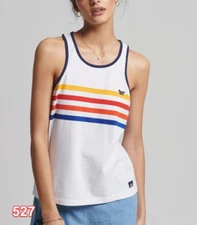 Superdry Women's Vintage Tipped Racer Vest, Women Top White, US6/UKS/EU10