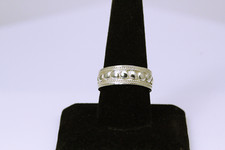 925 Sterling Silver Size 9.5 Beaded Circle Design Band Ring 5.4 Grams RIN8364 