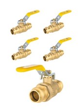 5 PCS 1/2" X 1/2" Press Fit Full Port Ball Valves, 1/4- Turn, Lead Free Brass,