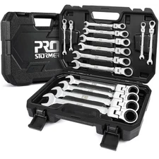 14Pcs SAE Flex-Head Ratcheting Wrench Set, 1/4" to 1" Combination Wrench Kit