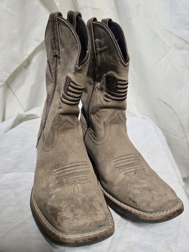 Ariat Patriot Flag Leather Western Cowboys Boots Shoes 10039909 Boys Youth 13.5 - Picture 2 of 12