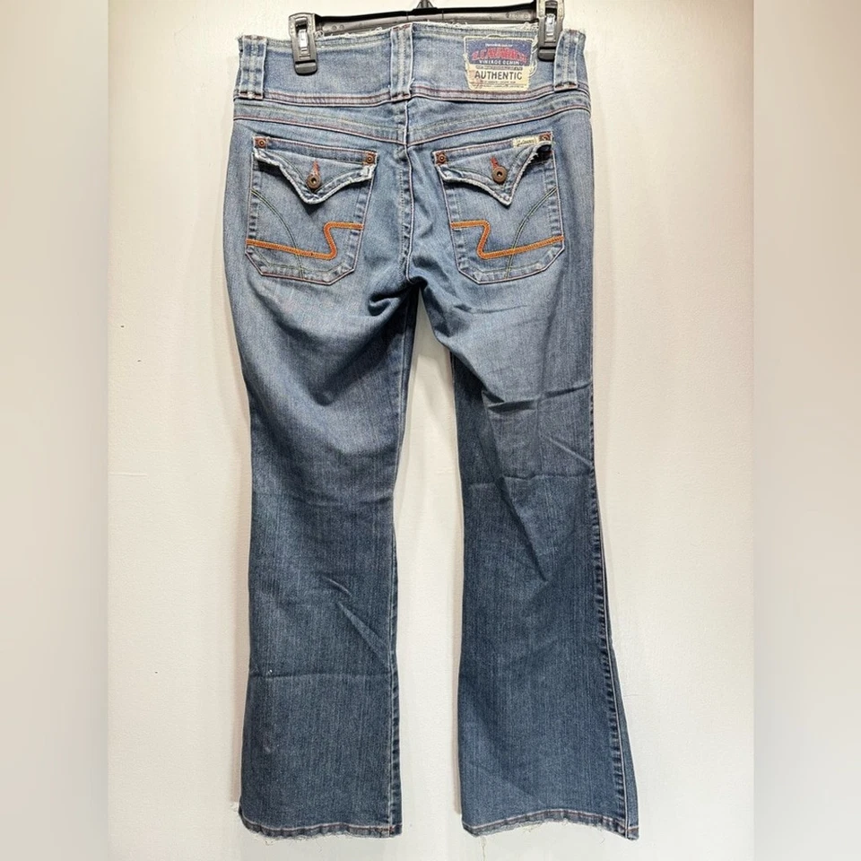 Z.Cavaricci Vintage Y2K 90s Denim Flare Jeans Front & Back Button Flap Pockets - Image 3 of 4