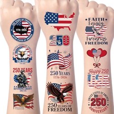 Tattoos Temporary - 200 250 Anniversary USA Party Decorations 4th of July