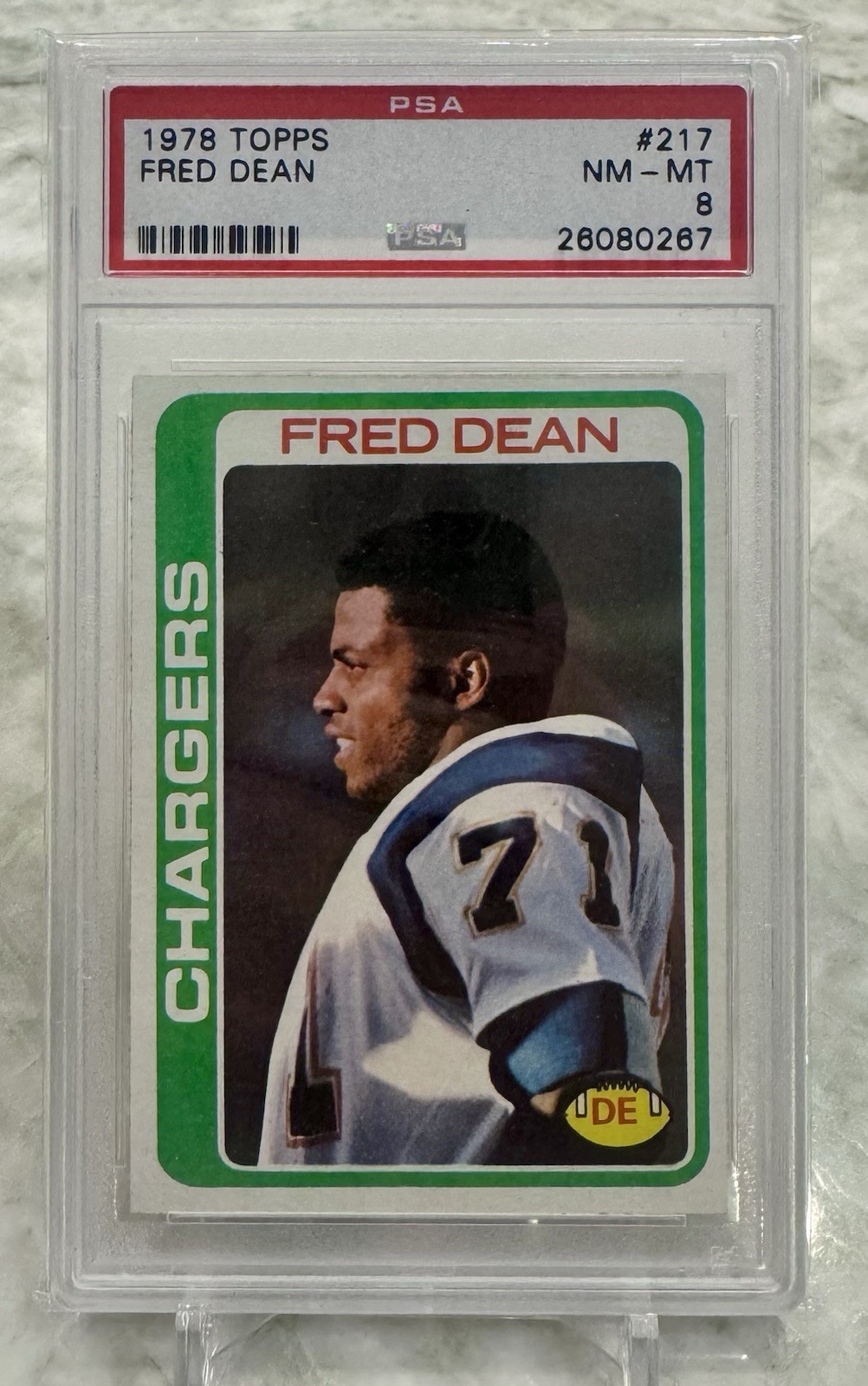 1978 Topps Fred Dean #217 Chargers 49ers - PSA 8