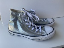 Converse Chuck Taylor All Star Metallic Blue Hi Top Sneakers Women 8 Men 6