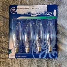 GE Decorative Candelabra Bulbs 25W Clear 4pack Made in USA NEW