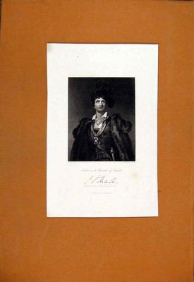 Original alter antiker Druck Kenble Figur Weiler Portrait um 1829 19. Jahrhundert