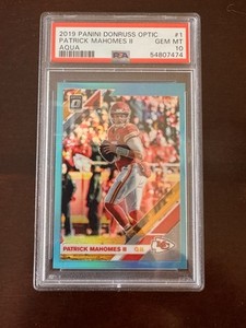 2019 Donruss Optic Patrick Mahomes Aqua /299 #1 PSA 10 Chiefs  