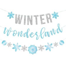 Decorations Glittery Snowflake Garland Banner Christmas Winter Wonderland