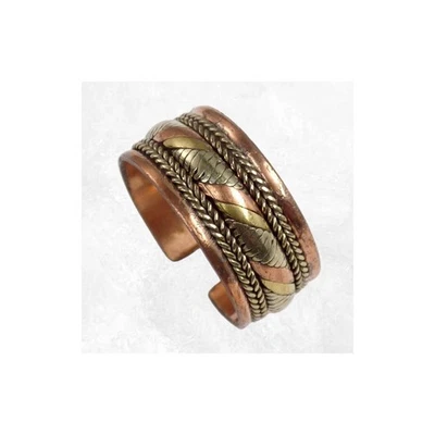 Bague tibétaine anneau cuivre laiton, taille 59 à 65 ABT14.1 - Photo 1/2
