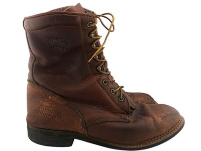 VTG Farm & Ranch Leather Lace Up Work Boots Mens 10 Moc Toe Western Rancher