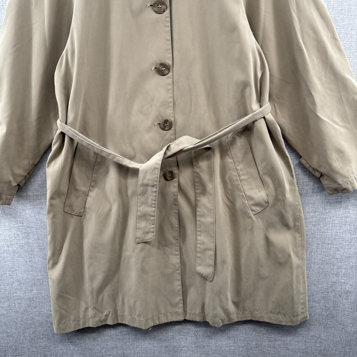 VTG Searle Blatt Studio Overcoat Jacket Womens 8 Beige Belted Knee Length USA* View 4