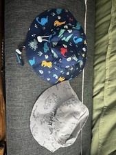 50cm Kids W/strap Children Dinosaur Navy Grey Wide Brim Bucket Sun 2 Hat Cap