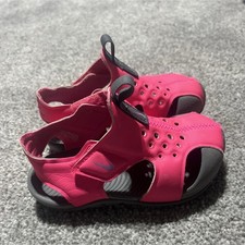 Nike Sunray Protect Kids Sandals Pink Gray Synthetic Hook  Loop Closed Toe