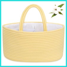 Diaper Caddy Organizer, Boho Rustic Cotton Rope Nursery Baby Basket, Changing...