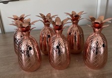 6 x Pineapple Shape copper  Drink Cup, Gold Pineapples Tumbler  No Straw