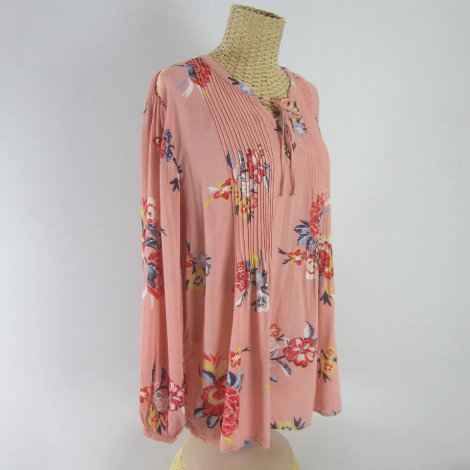 Túnica túnica plisada LS estampado floral rosa coral XL sin marca para mujer Foto 3 de 4