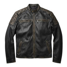 Men's Vintage Black Leather Moto Jacket | Cafe Racer Biker Slim Fit |