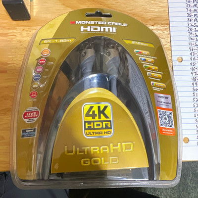 Monster Cable UltraHD 4K HDR Gold Plated HDMI Cable 6 ft Male to Male