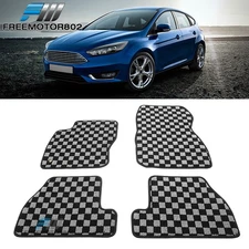 Fits 12-18 Ford Focus Front Rear Anti-Slip Checkered Flag Carpet Floor Mats 4PCS