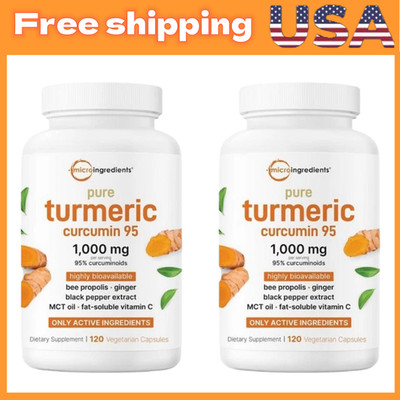 2PACK Micro Ingredients Turmeric Curcumin 1,000mg 6-in-1 Complex 120 Capsules