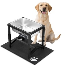 2 Gallon Elevated Large Dog Water Bowl, 4 Adjustable Height 10.5-15.8'' Raise...