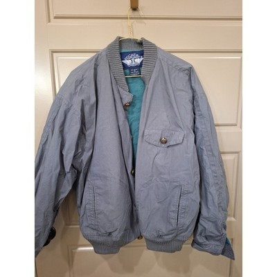 Vintage Dockers Levi's Mens Bomber Jacket Blue Grey Cotton Full Button Medium
