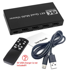4K HDMI Multiviewer HDMI Quad Multi-Viewer with HDMI Seamless Switch 1080P 4 in