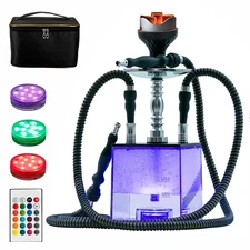 2 Hose Hookah Set Modern LED Hookah with Everything Portable Hookahs & Hookah...