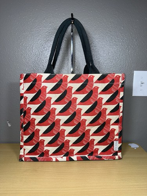#ad #ad Orla Kiely Red Bird Bag Jute Tote White Reuse Eco Sturdy Multi Use Tesco UK $30.00