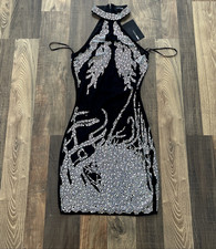 Fashion Nova Body Shimmer Mesh Mini Dress Size XS Black